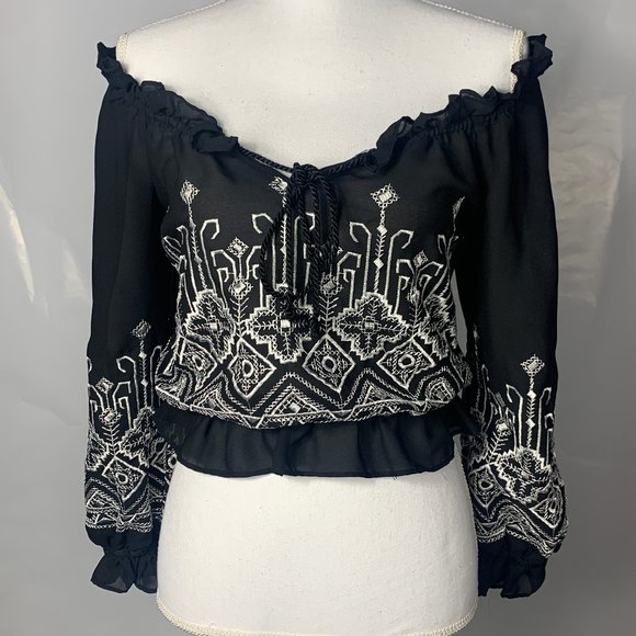 Vintage Lucia Lukken Womens Crop Peasant Style Top - Picture 1 of 7